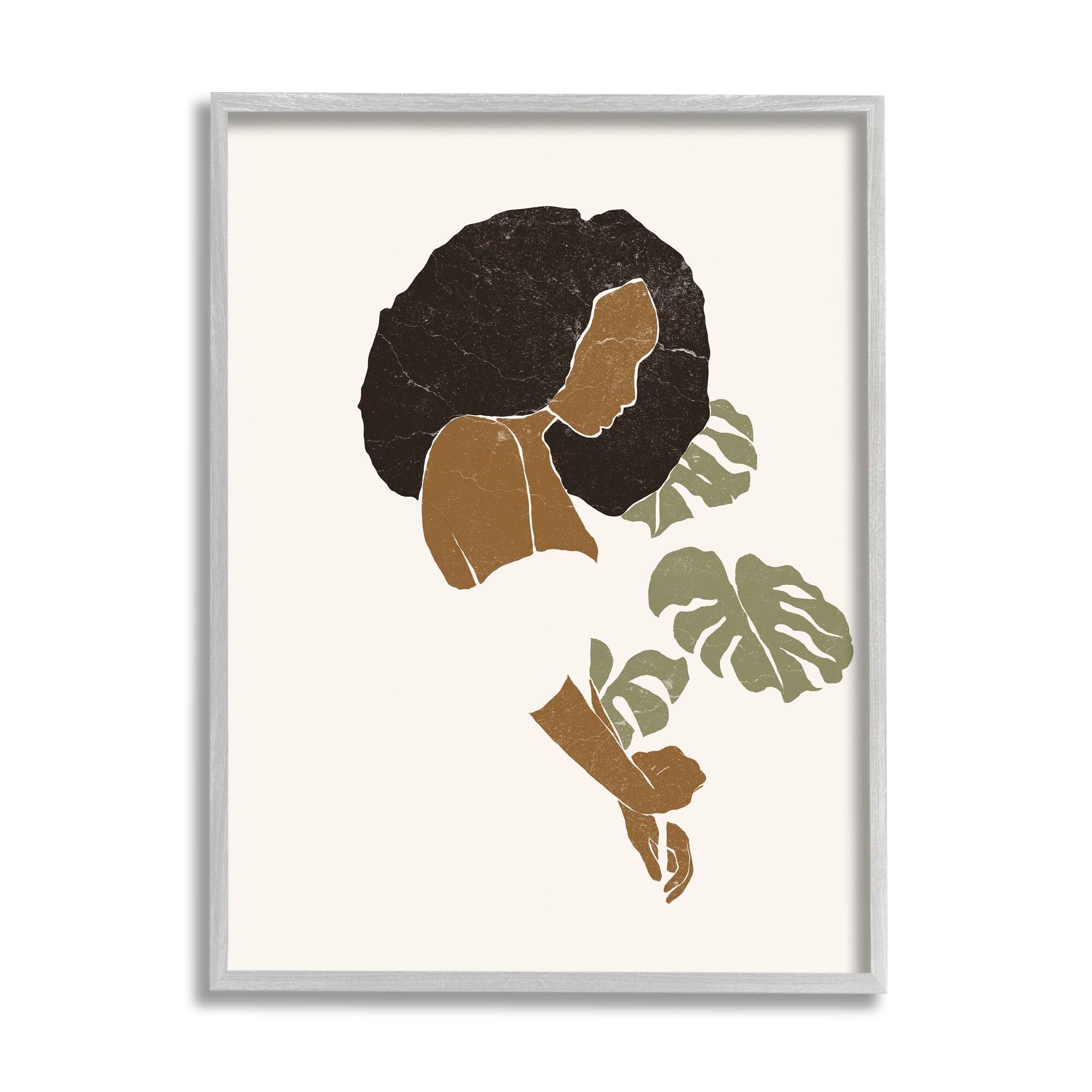 Stupell Industries Abstract Female Portrait Monsteras Minimal Earth Tones Framed Wall Art